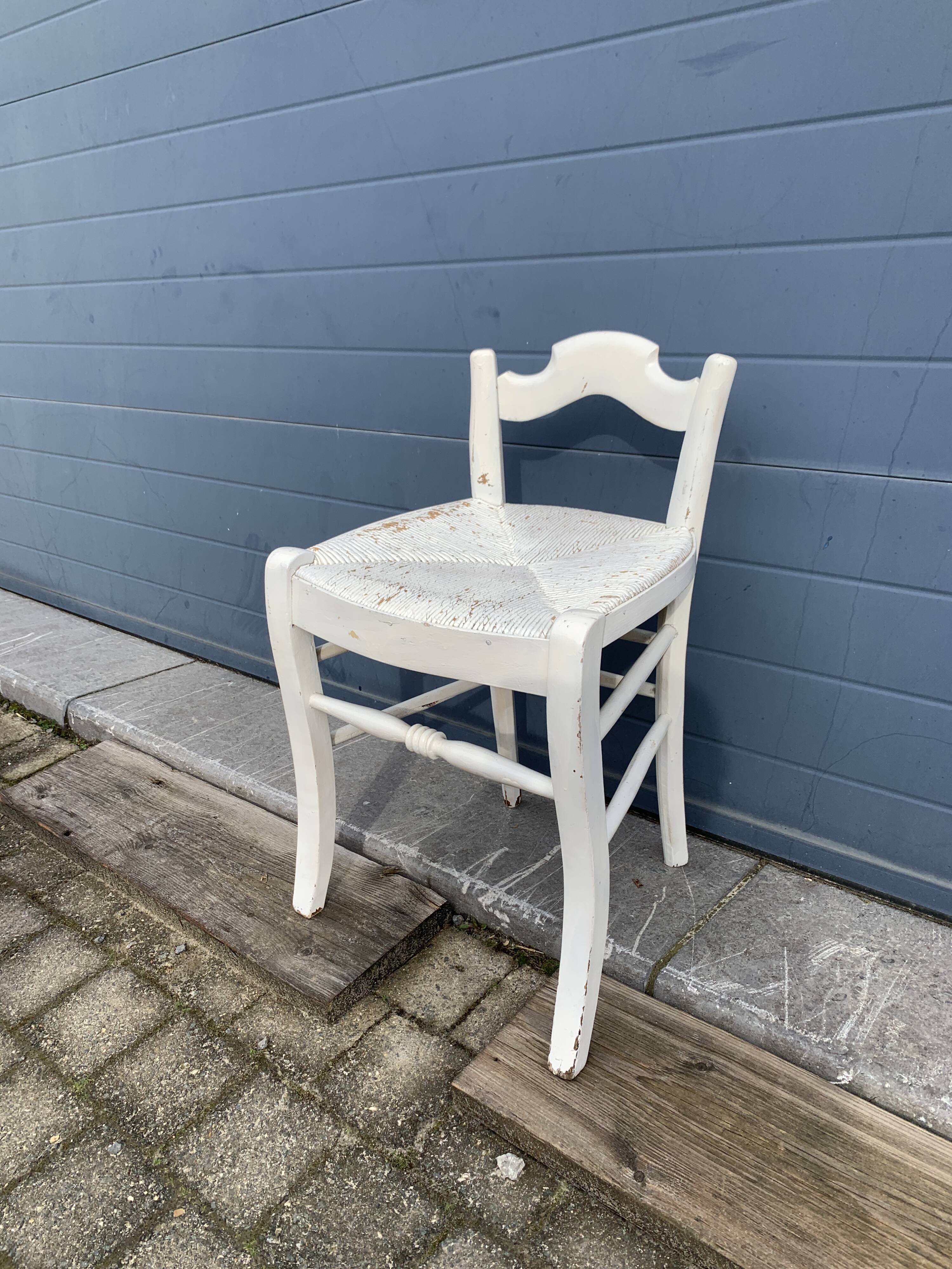Vintage mulched stool painted white