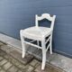 Tabouret paillé vintage peint en blanc