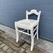 Vintage mulched stool painted white