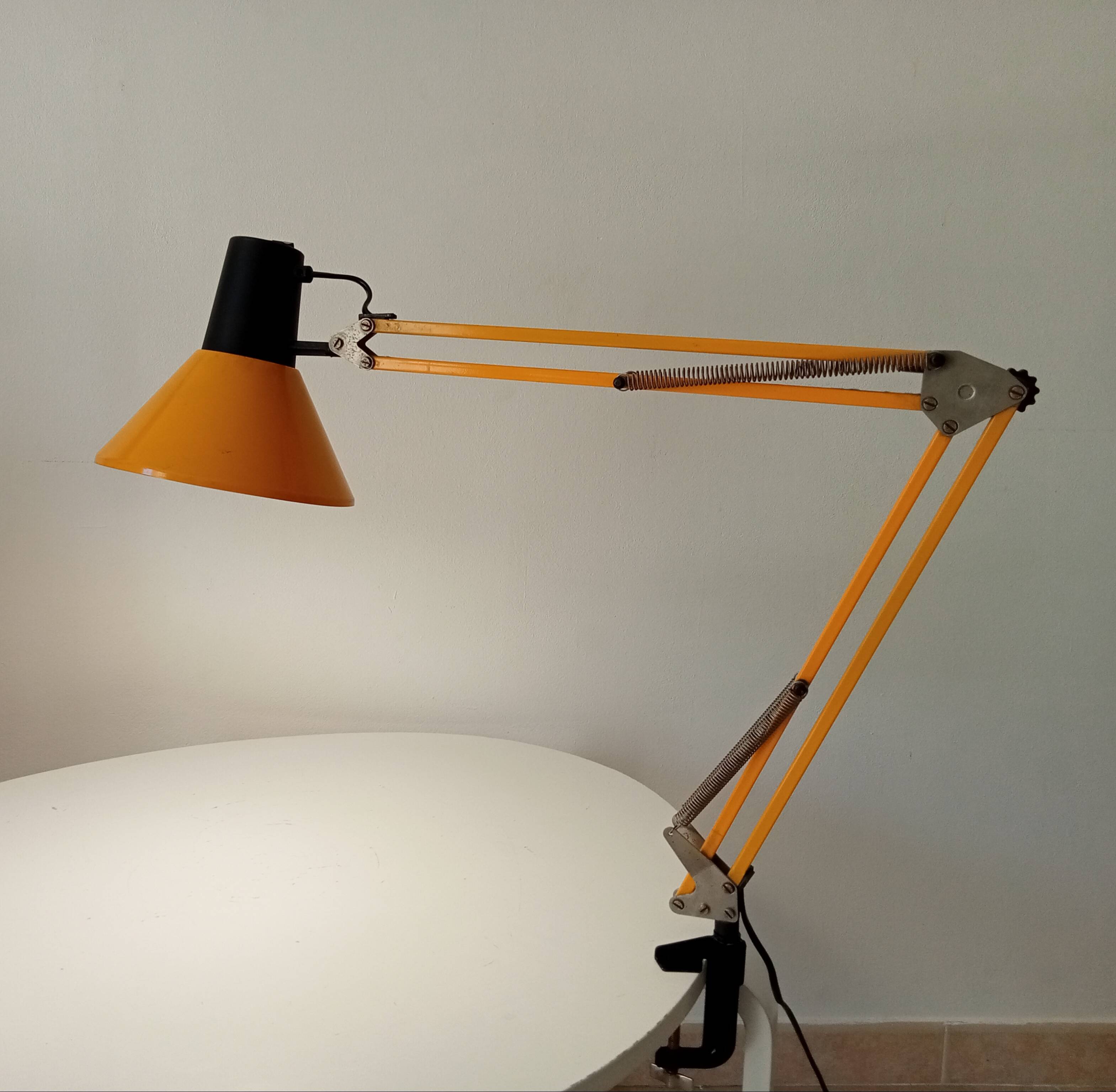 Vintage 1970s mustard yellow architect lamp
