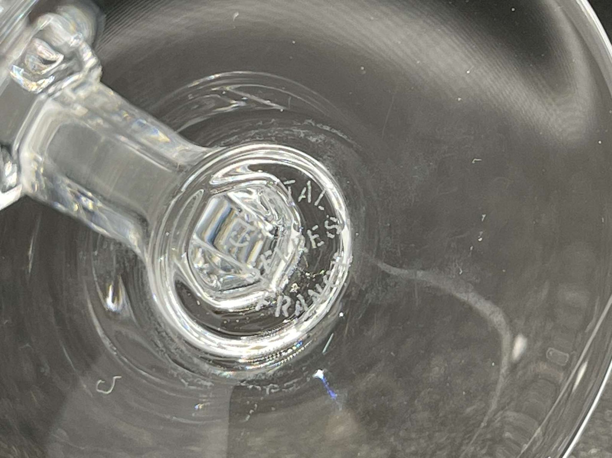 Set of 10 crystal champagne flutes from Sèvres, Niagara model from the 1950s.