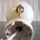Swan neck wall lamp in gilded brass and opaline globe - mid-20th century
