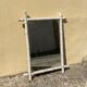 Wooden mirror old bamboo style vintage white ice mercury