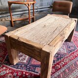 Artisanal vintage coffee table in solid wood