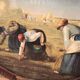 Old painting Oil on canvas "Les Glaneuses" by Jean-François Millet
