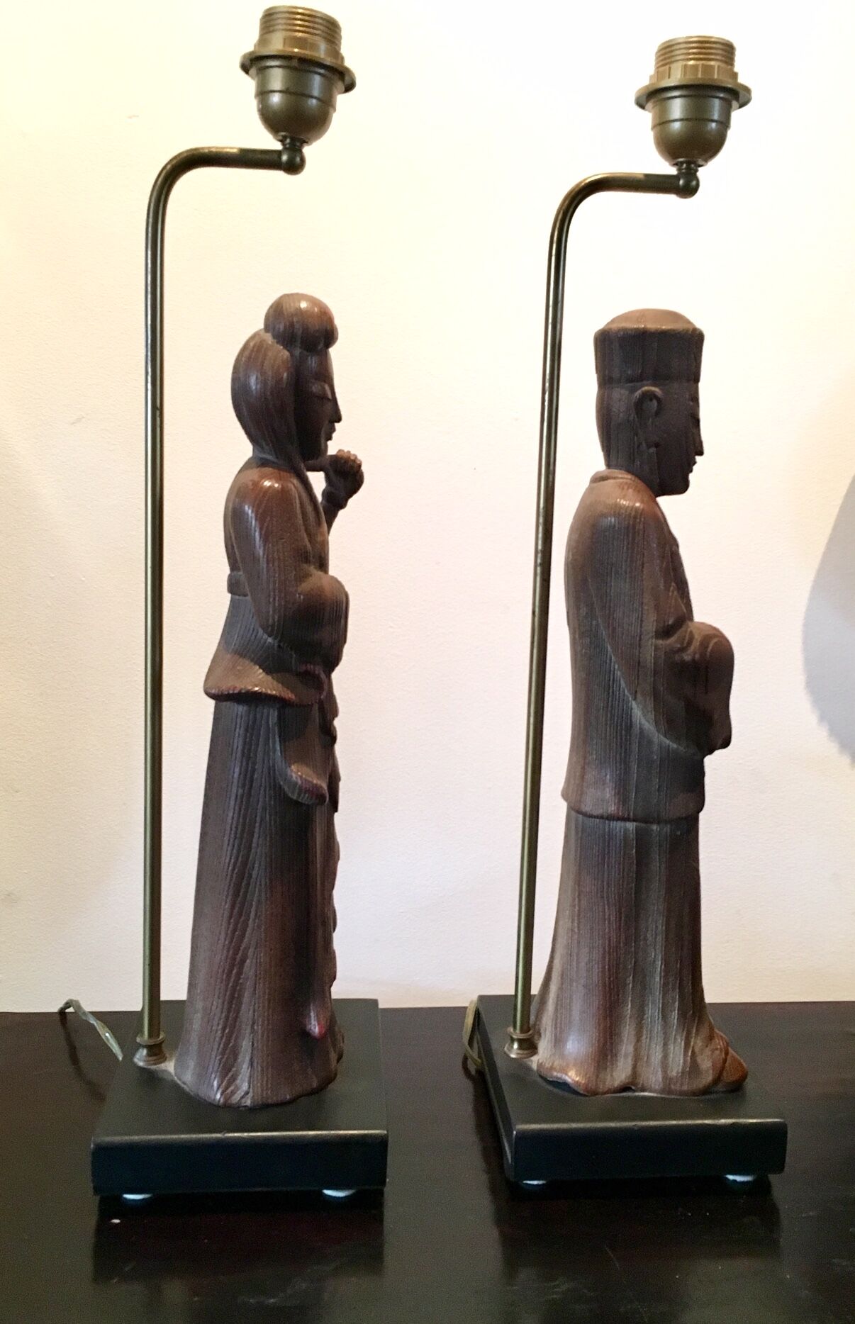 A Pair Of Wooden Lamps The Way of James Mont