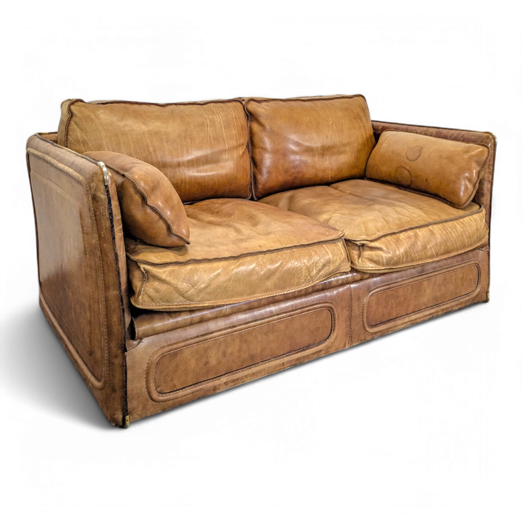 Roche Bobois 80s 2-seater leather sofa