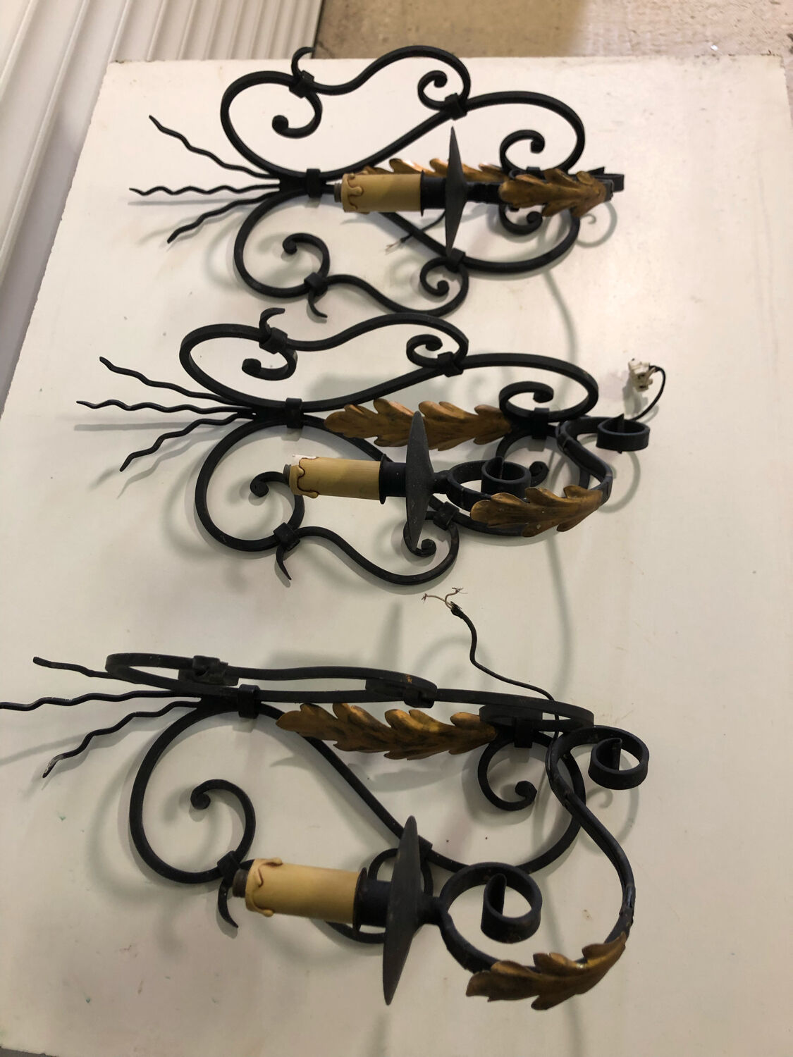 Wrought iron corner wall lights
