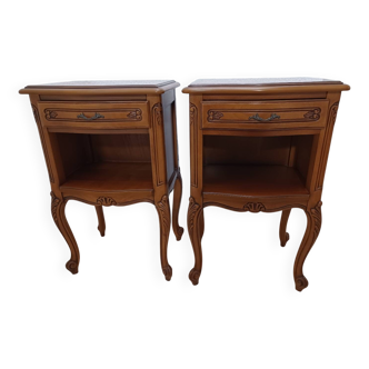 2 Louis XV style cherry wood bedside tables
