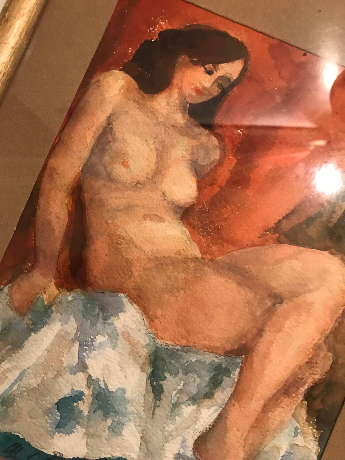 Watercolor, nude of Madeleine Charles