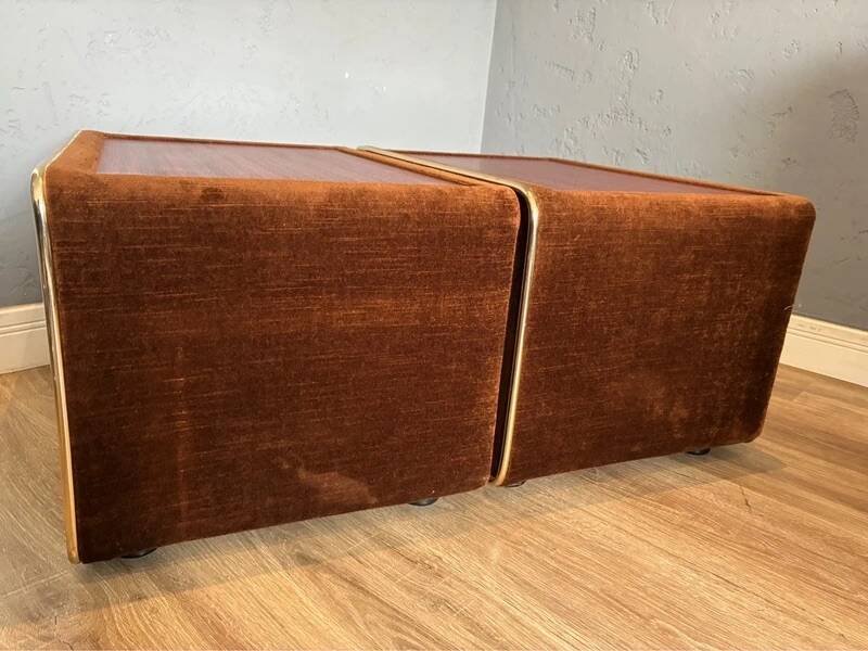 Ruf International Nightstands – Pair Mirrored Bedside Tables 1970s