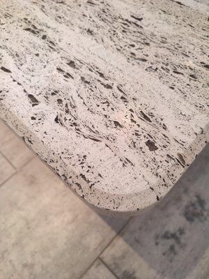 Square travertine coffee table, France, 1975