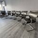 Ensemble de 6 chaises Uno en cuir gris sur piètement tubulaire chromé en porte-à-faux
