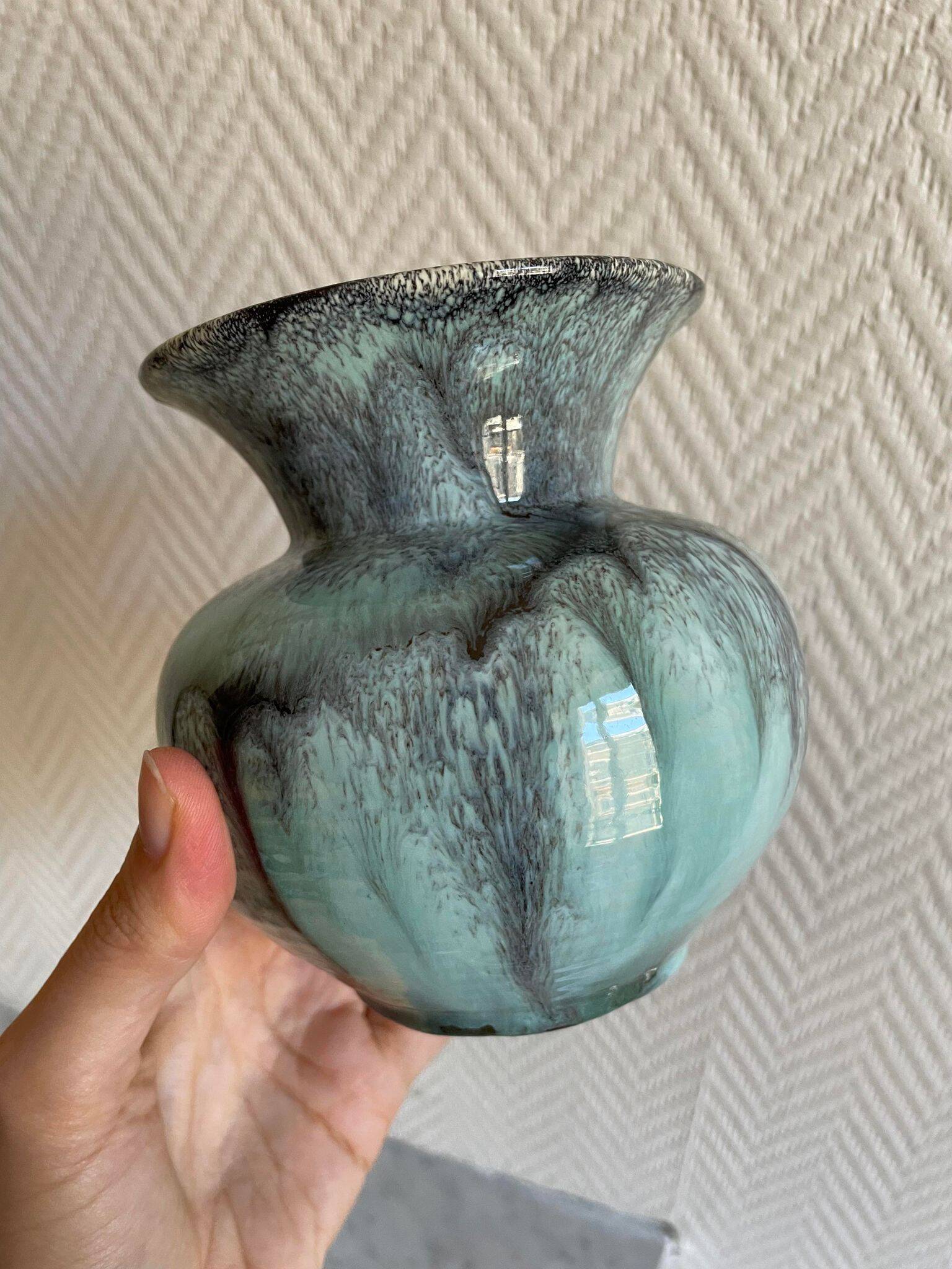 Blue lava style vase Vallauris