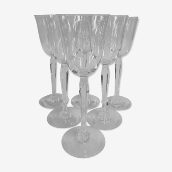 6 verres à vin en cristal de Baccarat, modèle clara