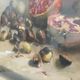 Still life with pomegranates and walnuts Oil painting on canvas signed, 1967, Italy