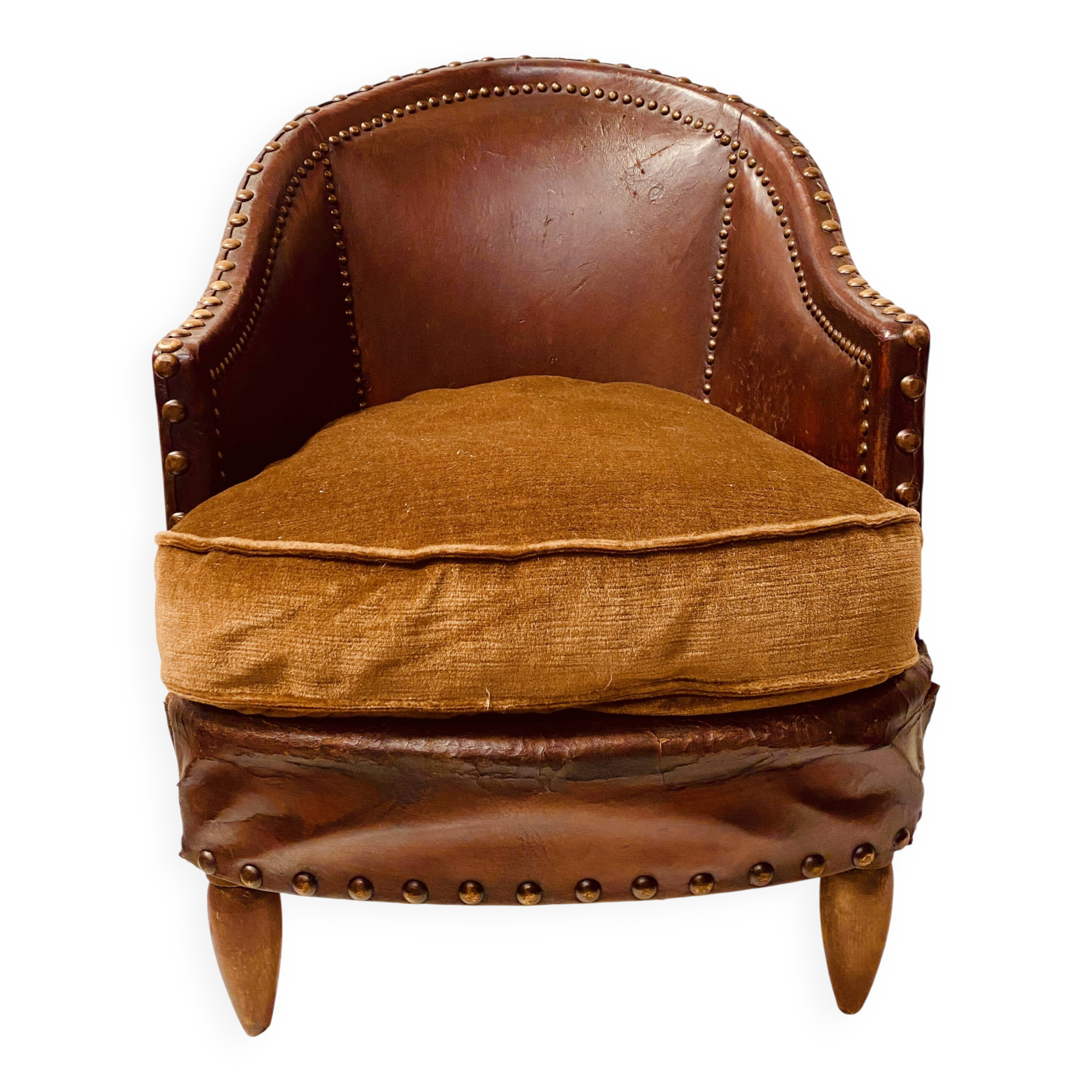 20th Century Art Deco Studded Leather Club Chair