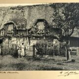 Georges lefebvre, old cottage, black and white photo, circa 1930. signed in ink