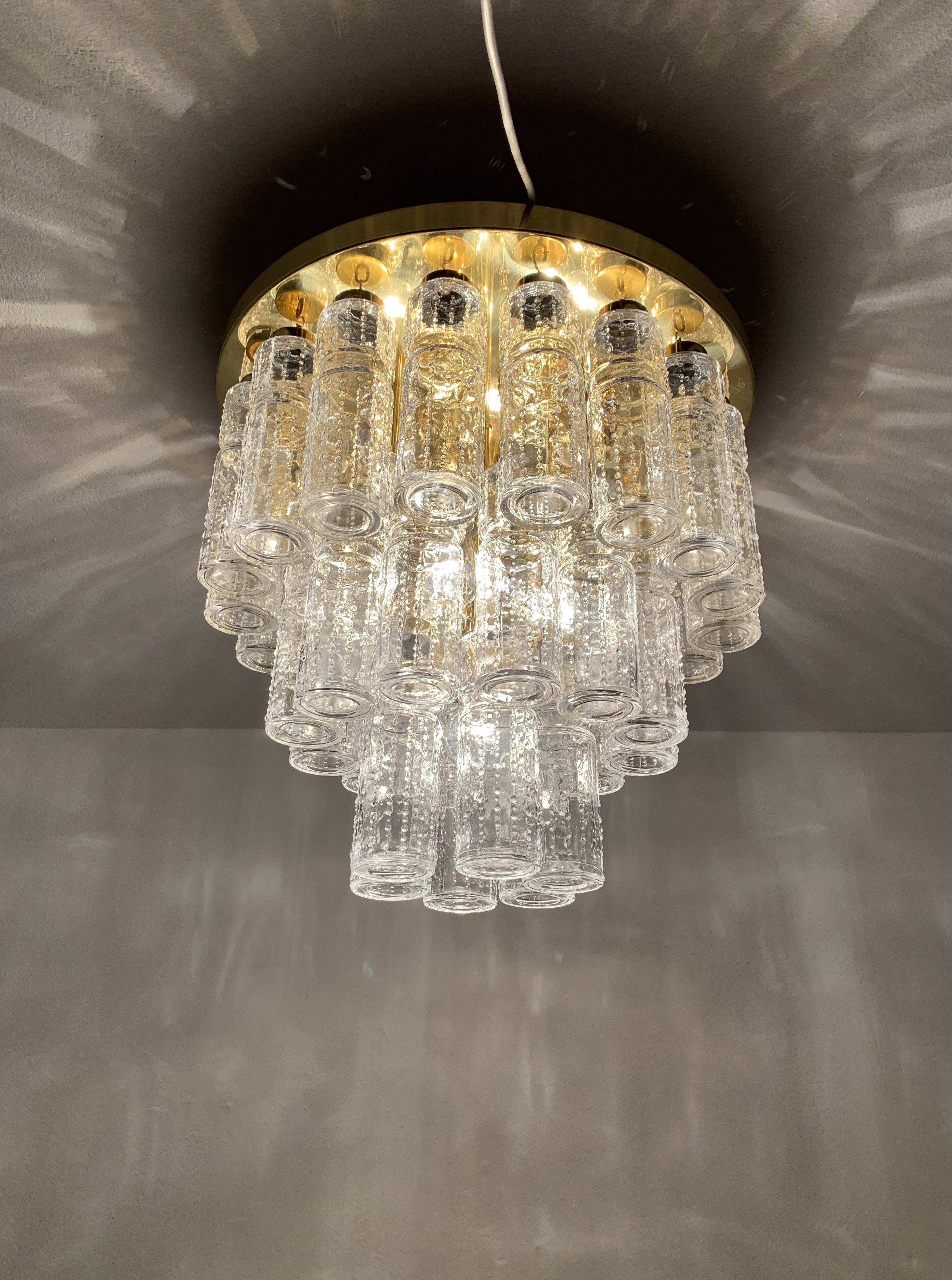 Large Brass Chandelier by Glashütte Limburg