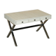 Vintage writing desk with chrome X-shaped top and patinated crocodile leather.