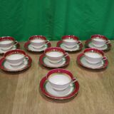 Set of 8 cups with saucers in Sologne L'Archevêque porcelain