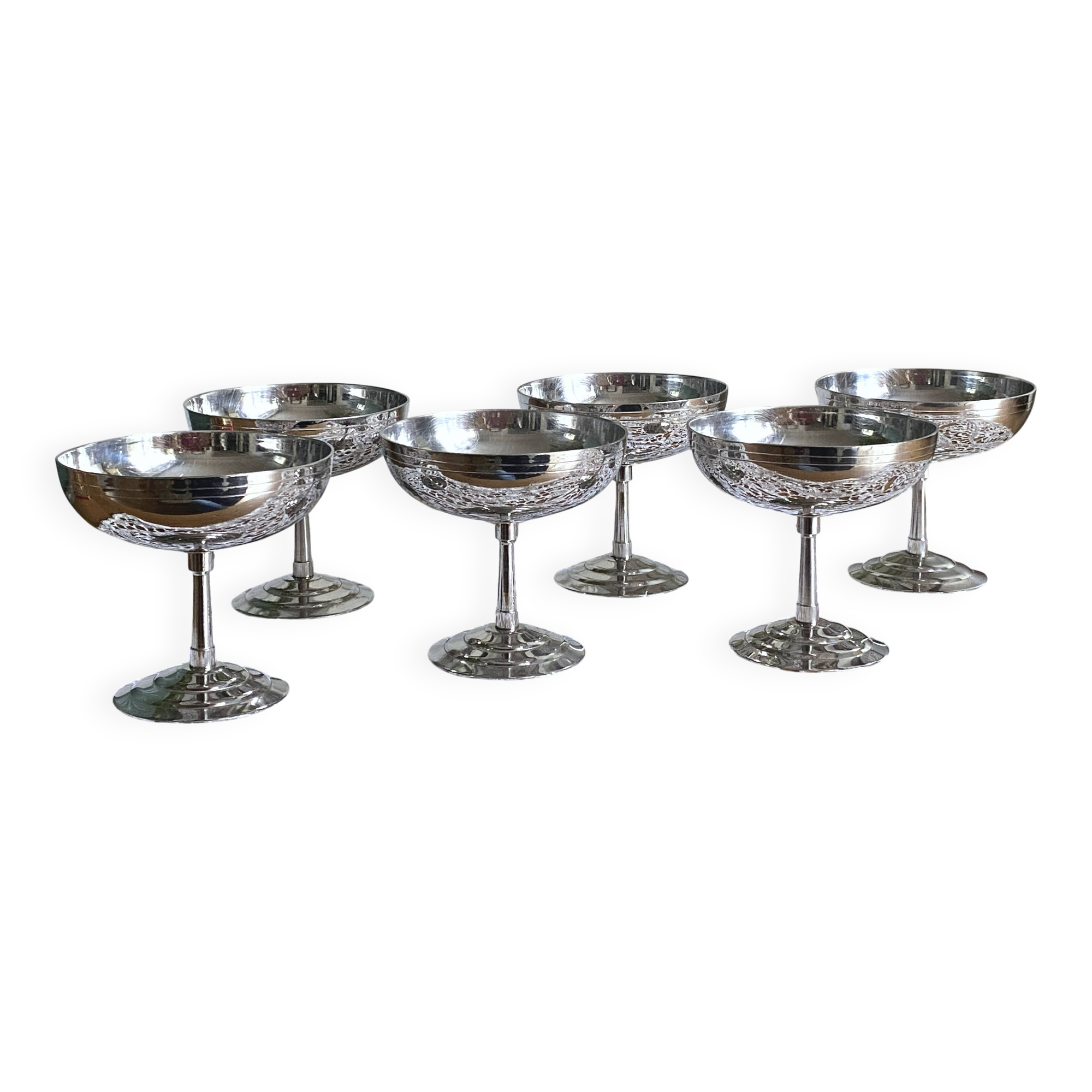 Set of 6 Vintage Letang and Rémy Ice Cream Bowls - 1970