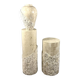 Travertine mactan stone columns & vase 1980’s