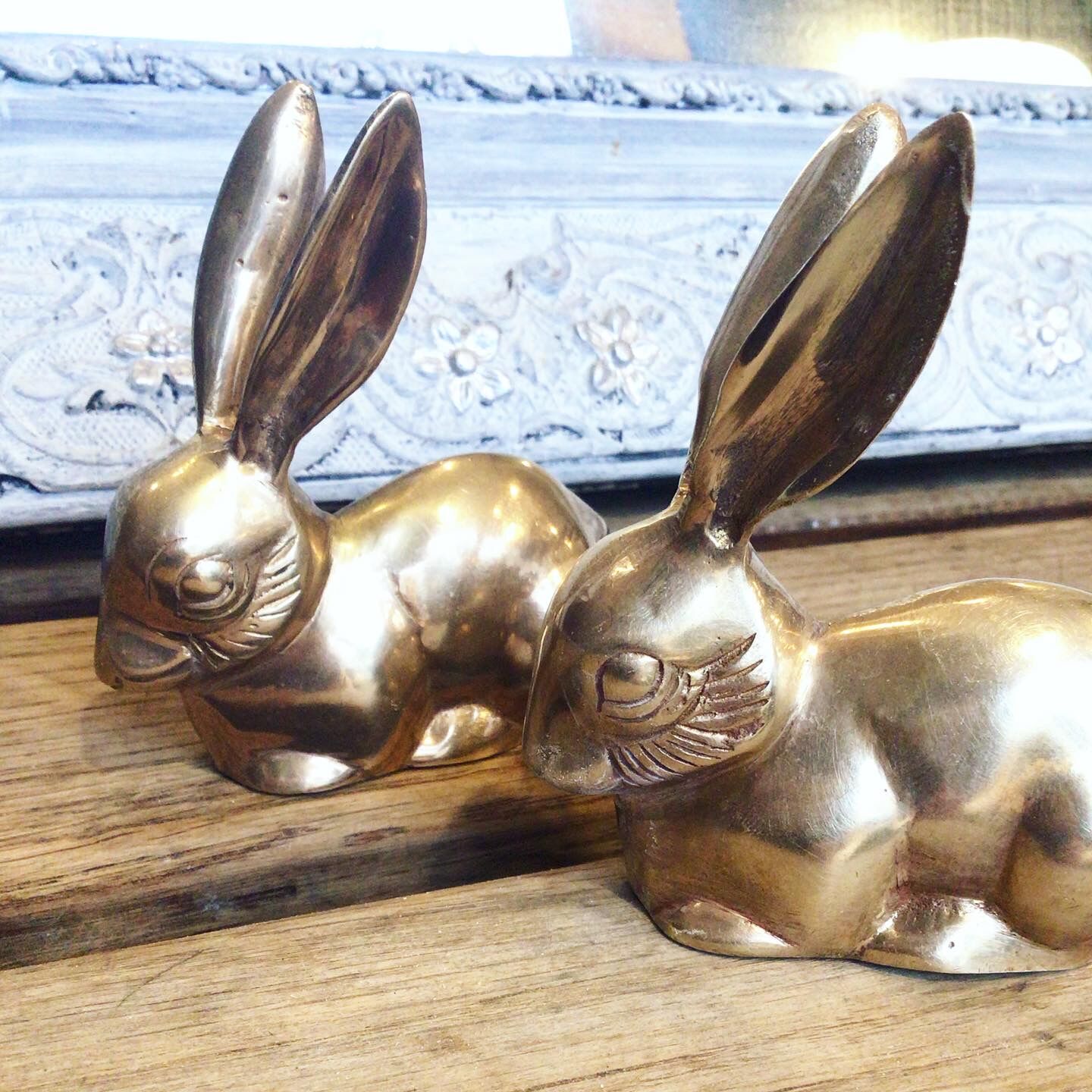 Couple of brass rabbits