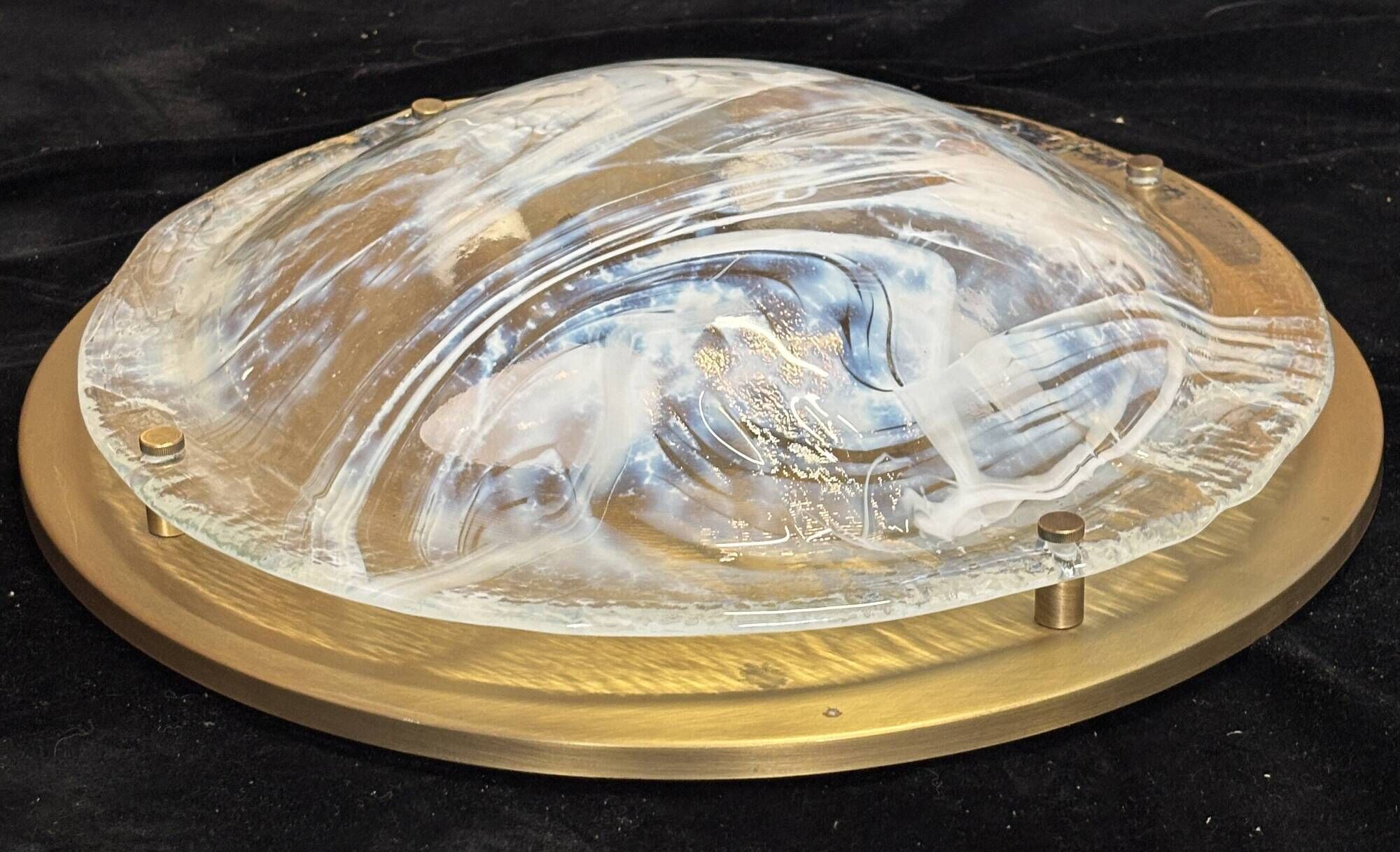 Large Hillebrand ceiling light in Murano glass and brass – 1970s