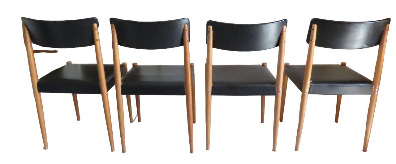4 Chaises Scandinave Noires Années 50/60 Vintage