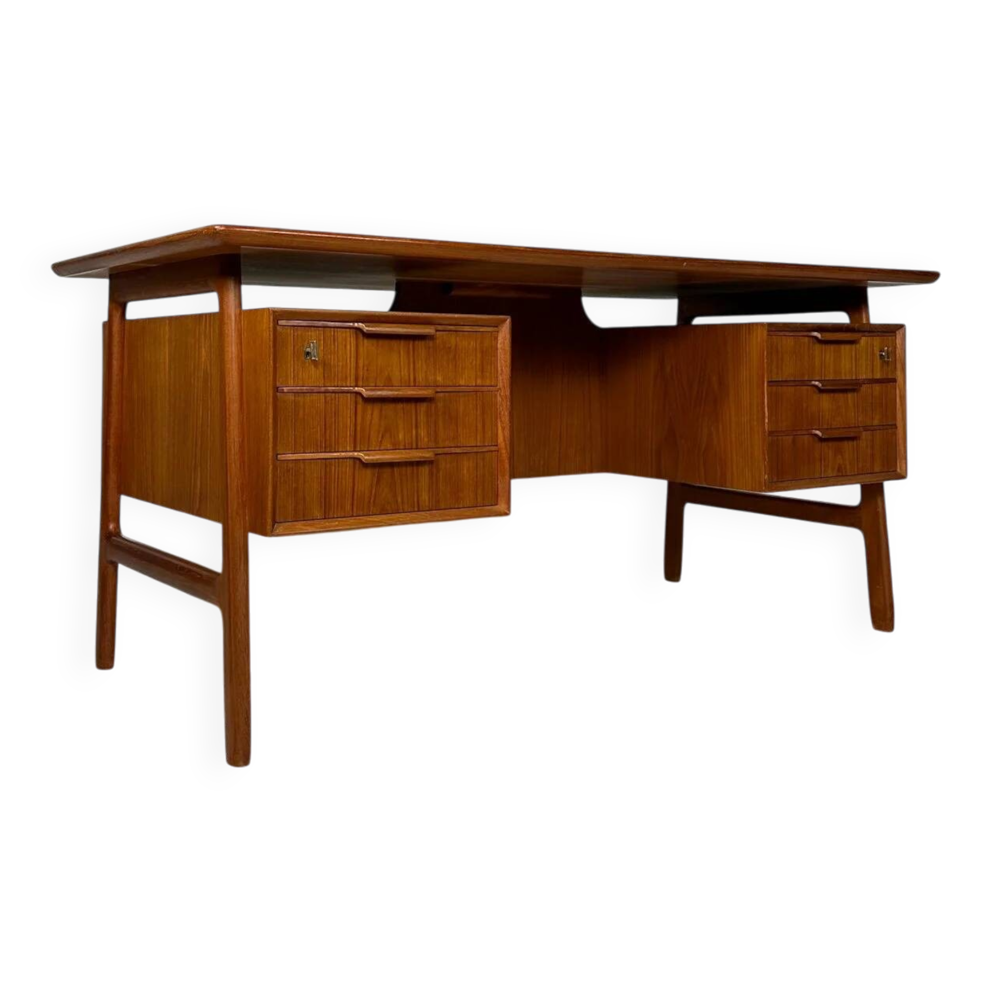 1960s Vintage Danish Teak Writing Desk by Gunni Omann for Omann Jun No 75