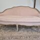 Louis XV style bench sofa in pink fabric and burlap