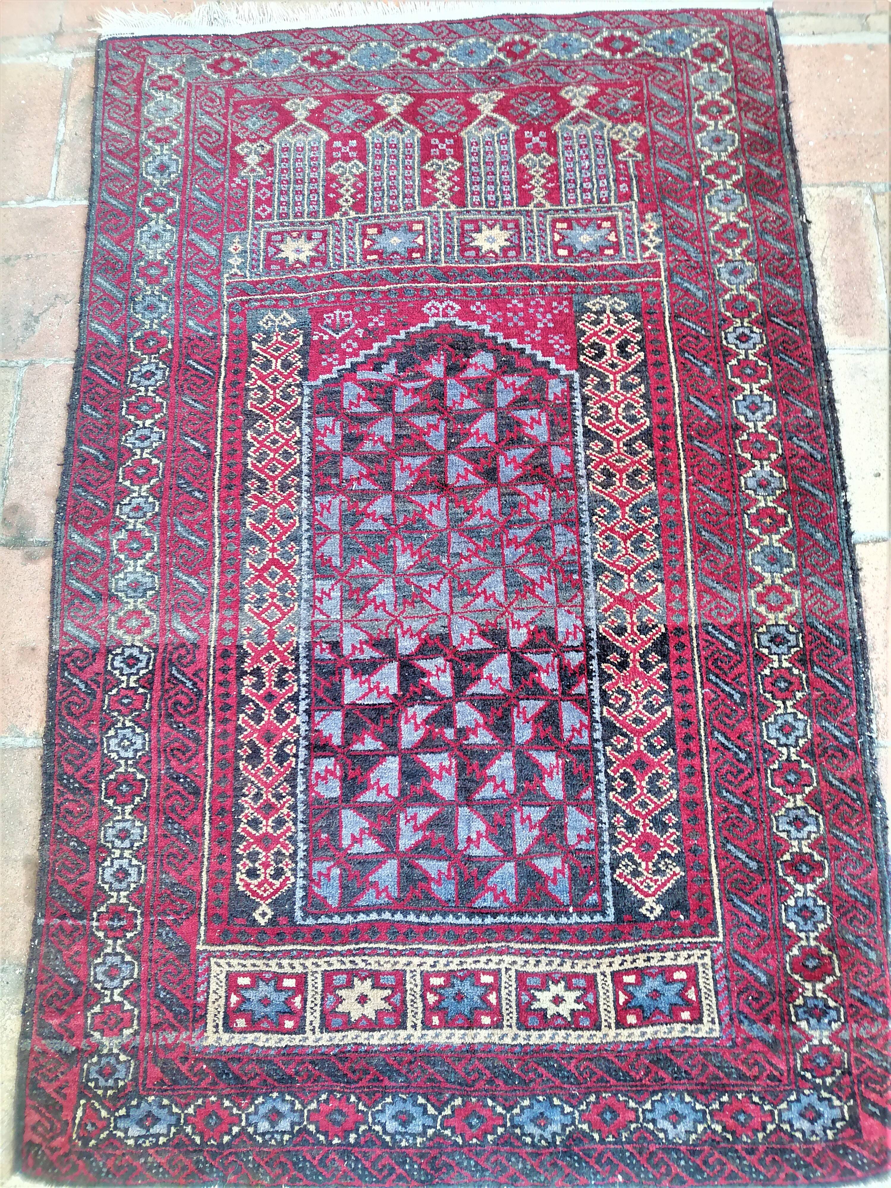 Ancient oriental prayer mat. ( 143 x 92 )