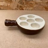 Set of 6 émile henry snail dishes in beige brown ceramic pan