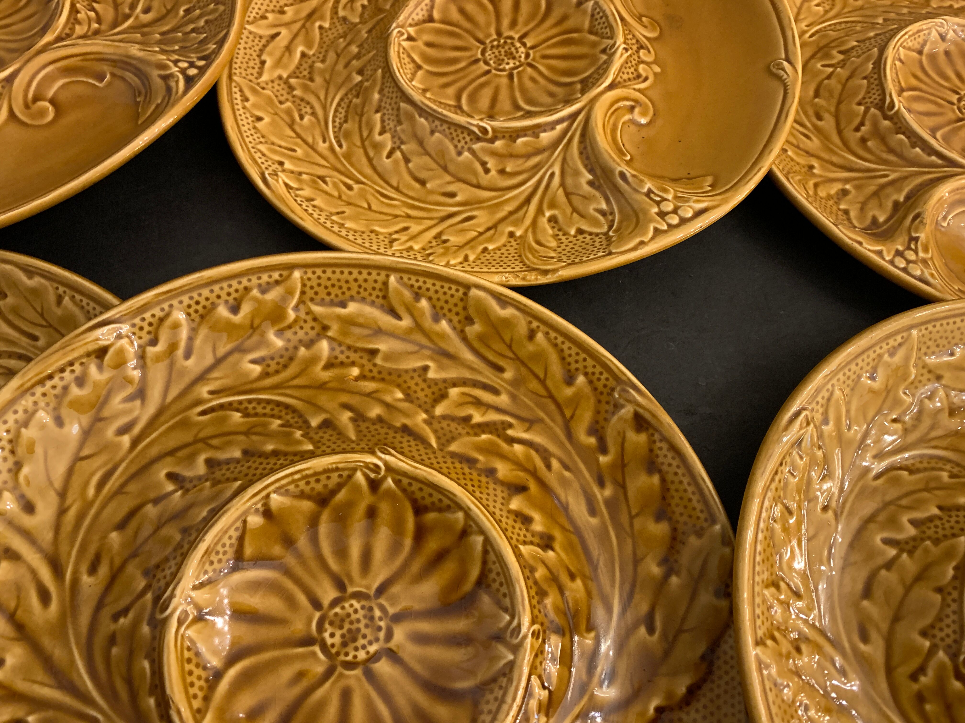 6 plates slurry for artichokes in Gien earthenware, 1960