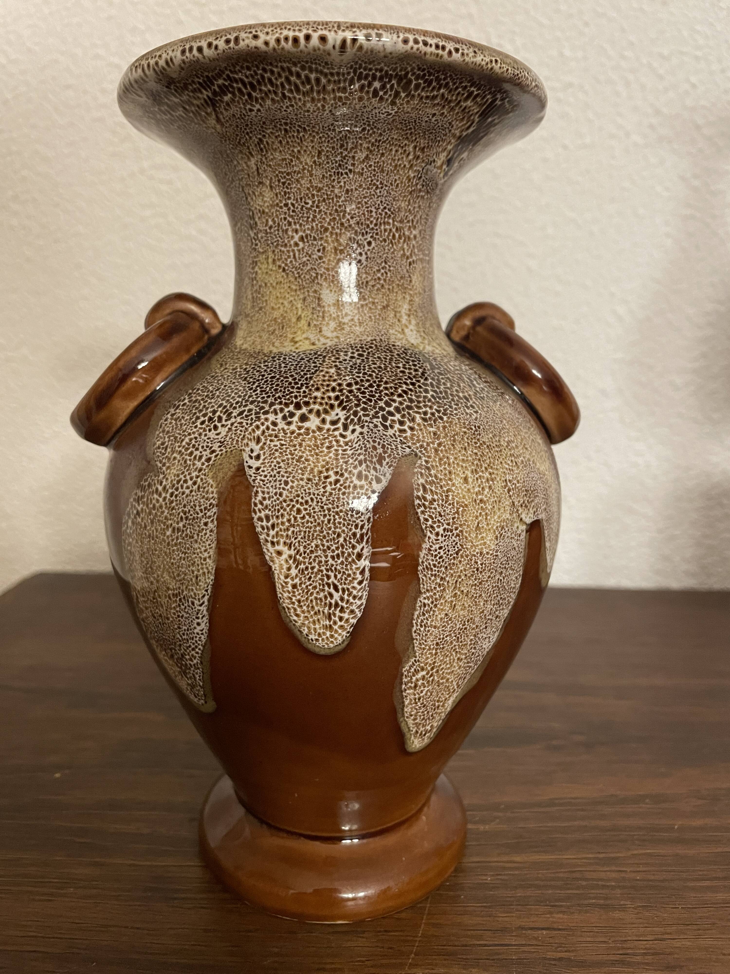 Gaubier Ceramic Vase Saint Amand de Puisaye Art Nouveau vintage brown
