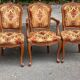Louis XV armchair in carved solid wood and red and yellow fabric