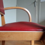 Red skaï bridge armchair