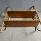 Wall shelf in wood and rattan from the 70s