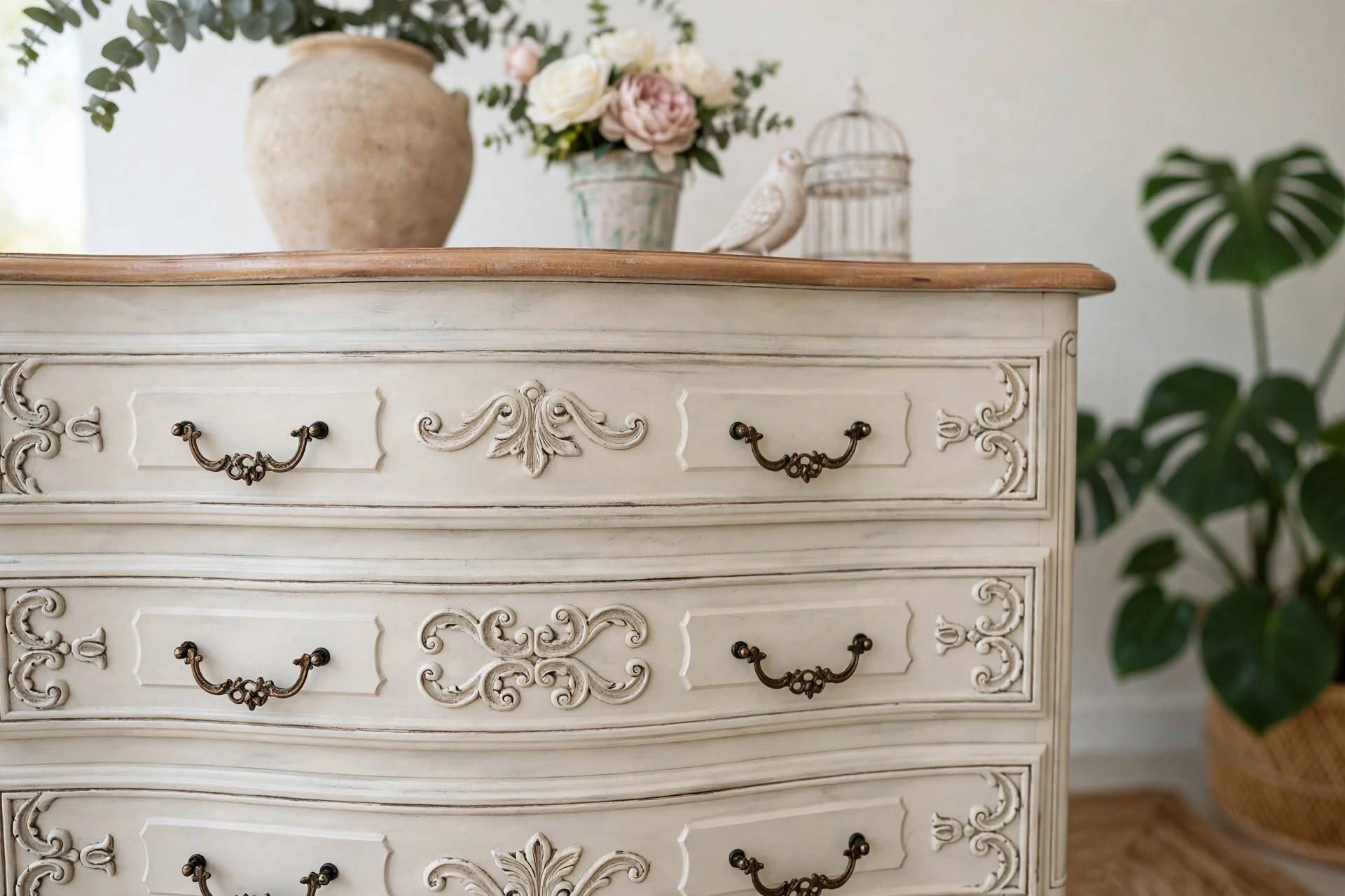 Louis XV curved bow commode style