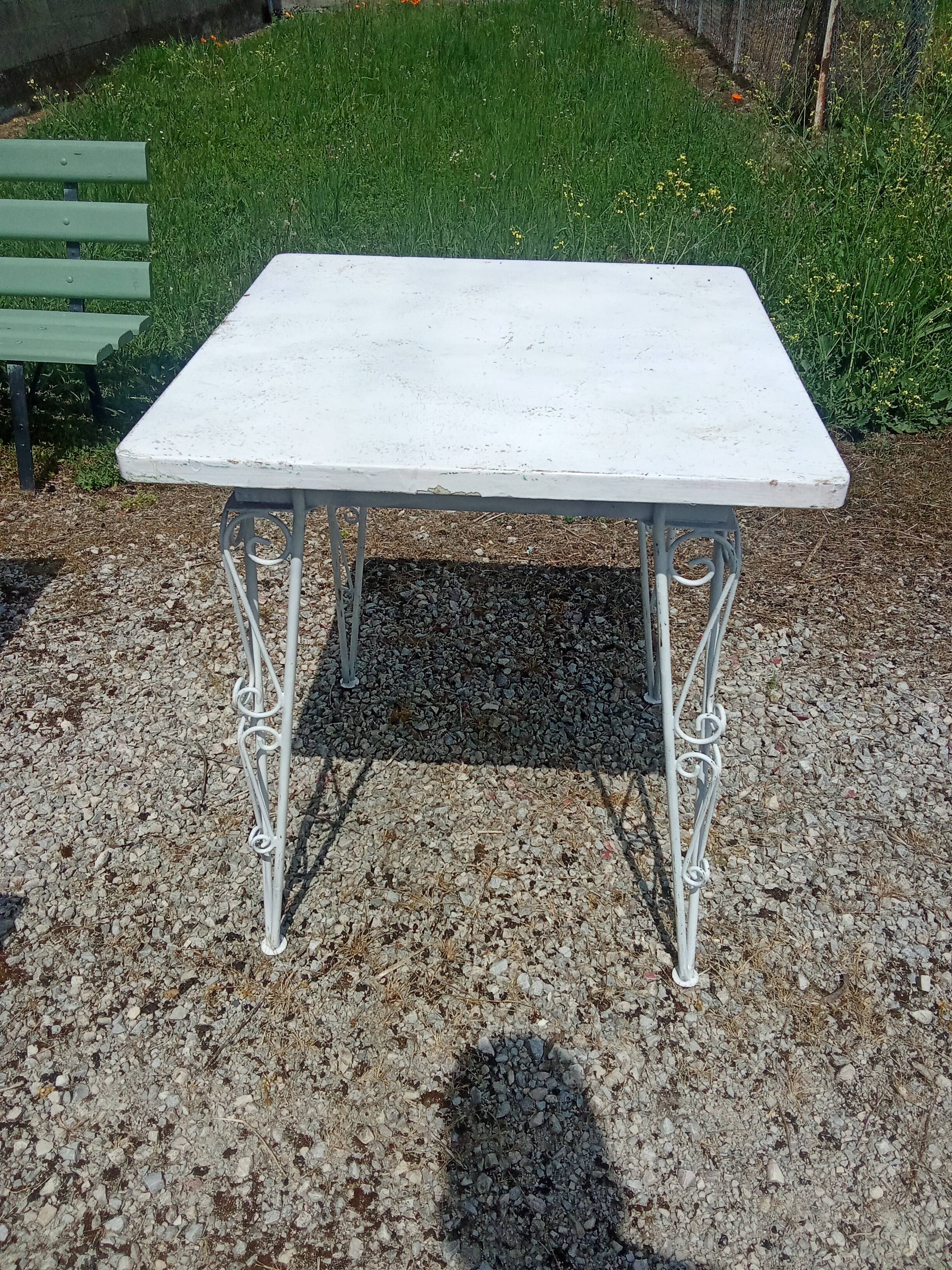 Wrought iron bistro table.