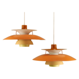 Louis Poulsen PH5 pendants, 1970's Orange