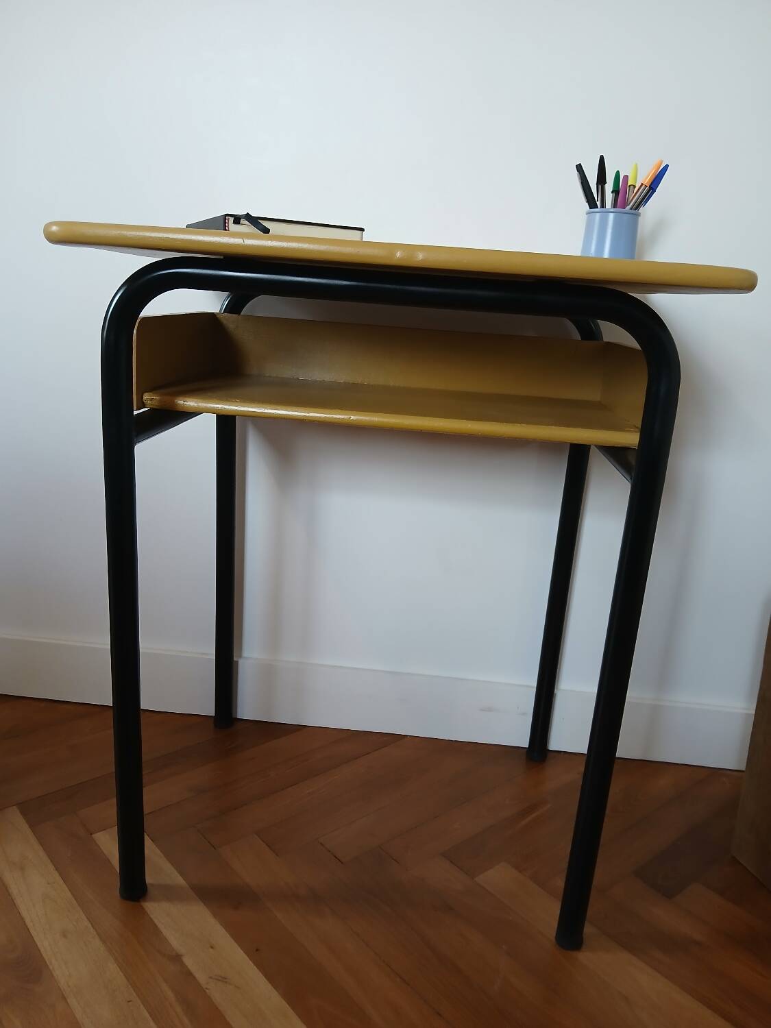 refurbished wooden school desk