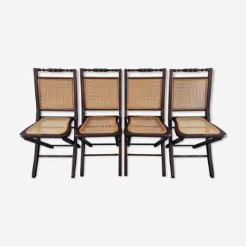 Following 4 folding chairs in mahogany and canned, 60 years.