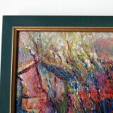 Jacques destoop painting cardboard canvas 1990 "autumn in pouilly en vexin"