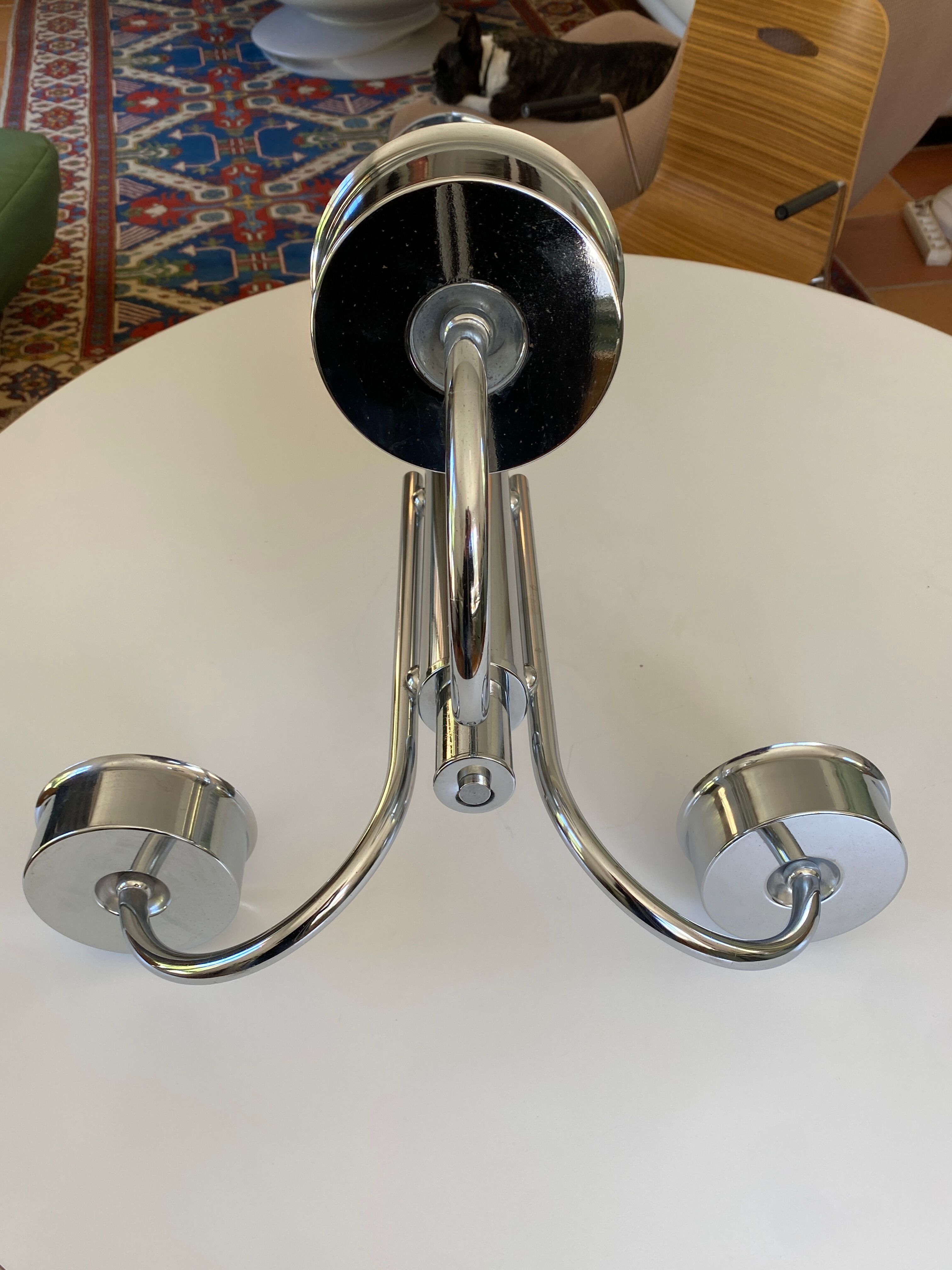 Large chrome metal Space Age chandelier