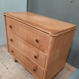 Vintage wooden chest of drawers with clear veneer