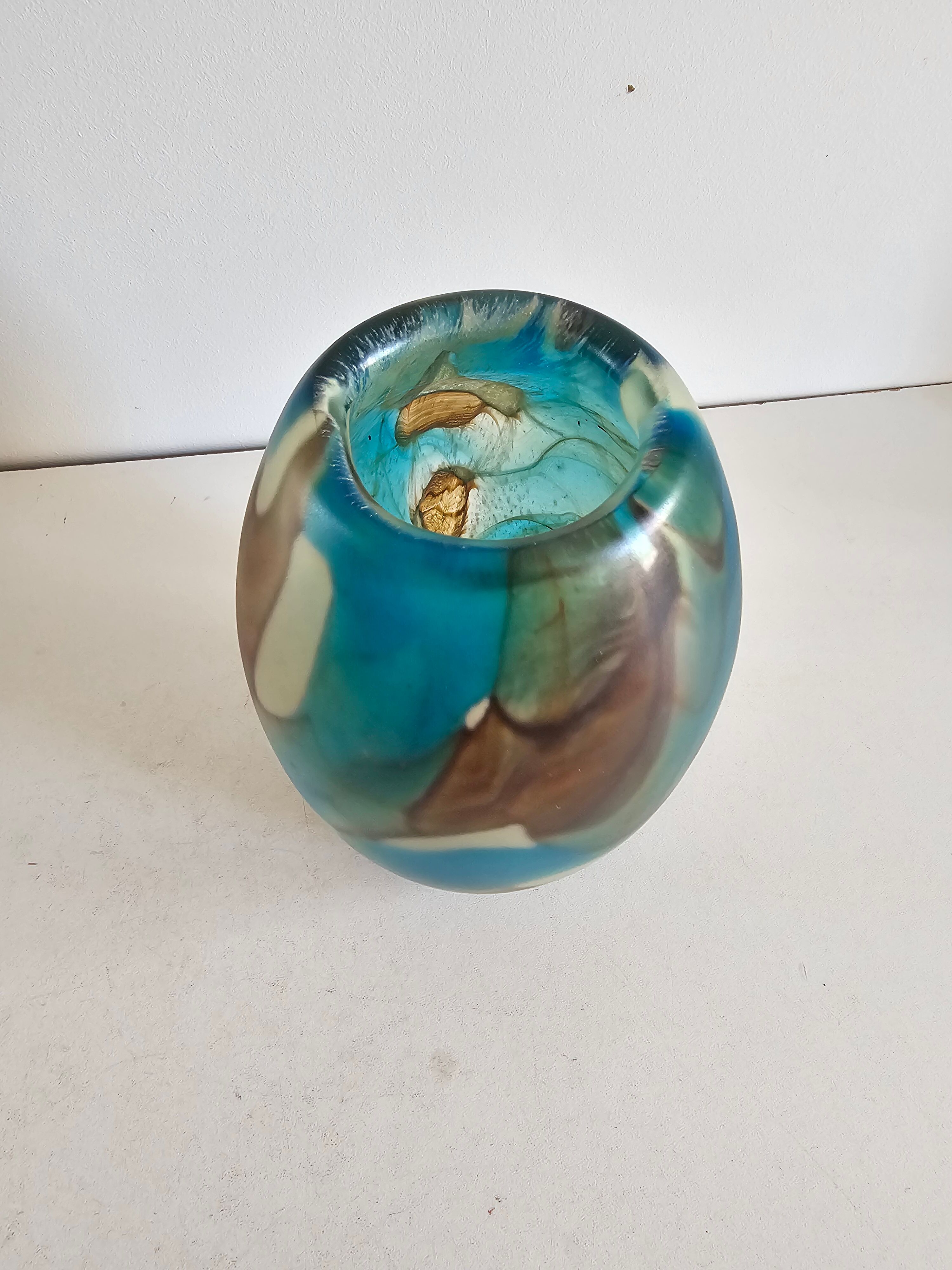 Ovoid vase in multicoloured blown glass signed Mdina - Circa 1960