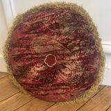 Round Velvet Cushion in Red and Gold