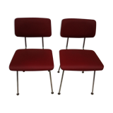 2 chairs in red skaï metal struxture 70s